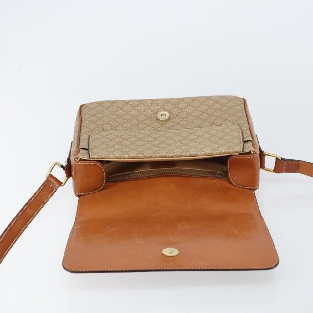 Authentic CELINE Macadam Canvas Shoulder Bag PVC Beige Gold - Picture 8 of 16